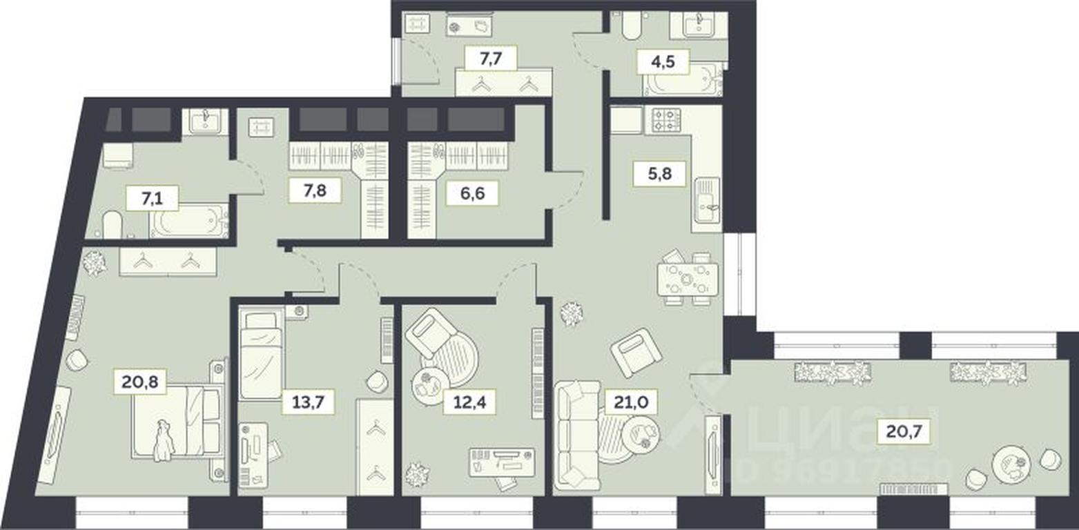 3-BD Apartment Sale, 136.7 sq. m. at Laym, Staroalekseyevskaya Street, 5А, Moscow, Russia #1 3-BD Apartment Sale, 136.7 sq. m. at Laym, Staroalekseyevskaya Street, 5А, Moscow, Russia #1