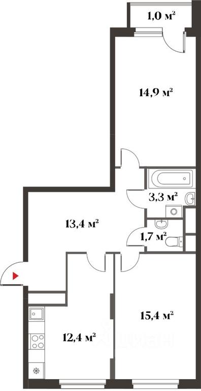 1-BD Apartment Sale, 61.1 sq. m. at 8 klenov, Novaya Moskovskaya ulitsa, Opalikha Microdistrict, Krasnogorsk, Moscow Region, Russia #2
