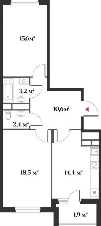 1-BD Apartment Sale, 64.2 sq. m. at 8 klenov, Novaya Moskovskaya ulitsa, Opalikha Microdistrict, Krasnogorsk, Moscow Region, Russia #1