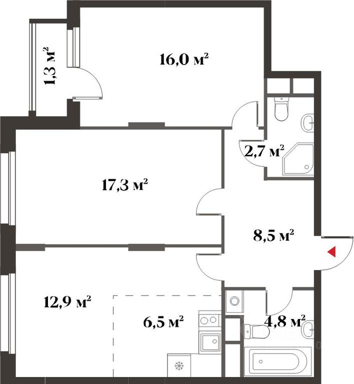 1-BD Apartment Sale, 64.6 sq. m. at 8 klenov, Novaya Moskovskaya ulitsa, Opalikha Microdistrict, Krasnogorsk, Moscow Region, Russia #1