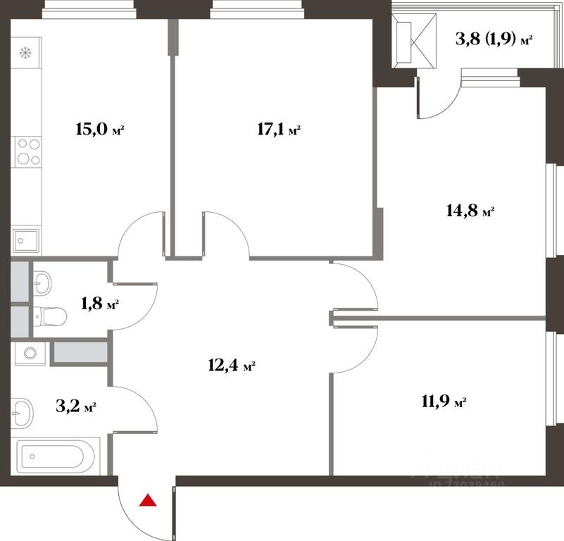 2-BD Apartment Sale, 80.8 sq. m. at 8 klenov, Novaya Moskovskaya ulitsa, Opalikha Microdistrict, Krasnogorsk, Moscow Region, Russia #1