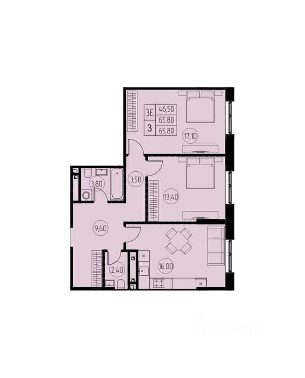 2-BD Apartment Sale, 65.8 sq. m. at 7 nebo, Pisarevskaya ulitsa, Pushkino, Moscow Region, Russia #1