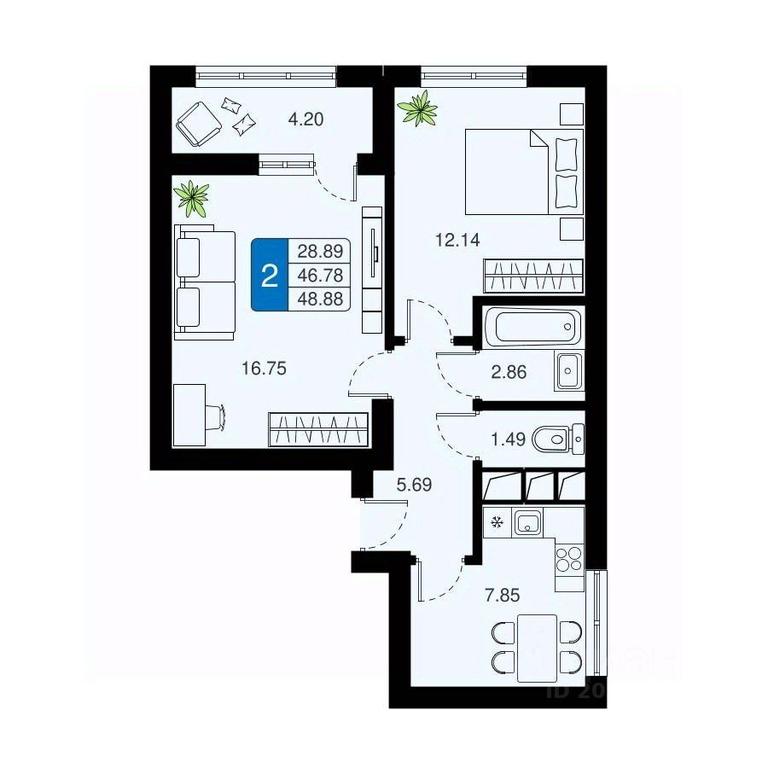 1-BD Apartment Sale, 48.88平方米 at Khimki Taym, mikrorayon Planernaya, Khimki, Moscow Region, Russia #1 1-BD Apartment Sale, 48.88平方米 at Khimki Taym, mikrorayon Planernaya, Khimki, Moscow Region, Russia #1