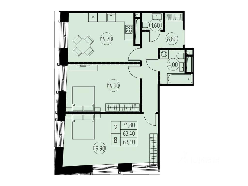 1-BD Apartment Sale, 63.4 sq. m. at 7 nebo, Pisarevskaya ulitsa, Pushkino, Moscow Region, Russia #1 1-BD Apartment Sale, 63.4 sq. m. at 7 nebo, Pisarevskaya ulitsa, Pushkino, Moscow Region, Russia #1