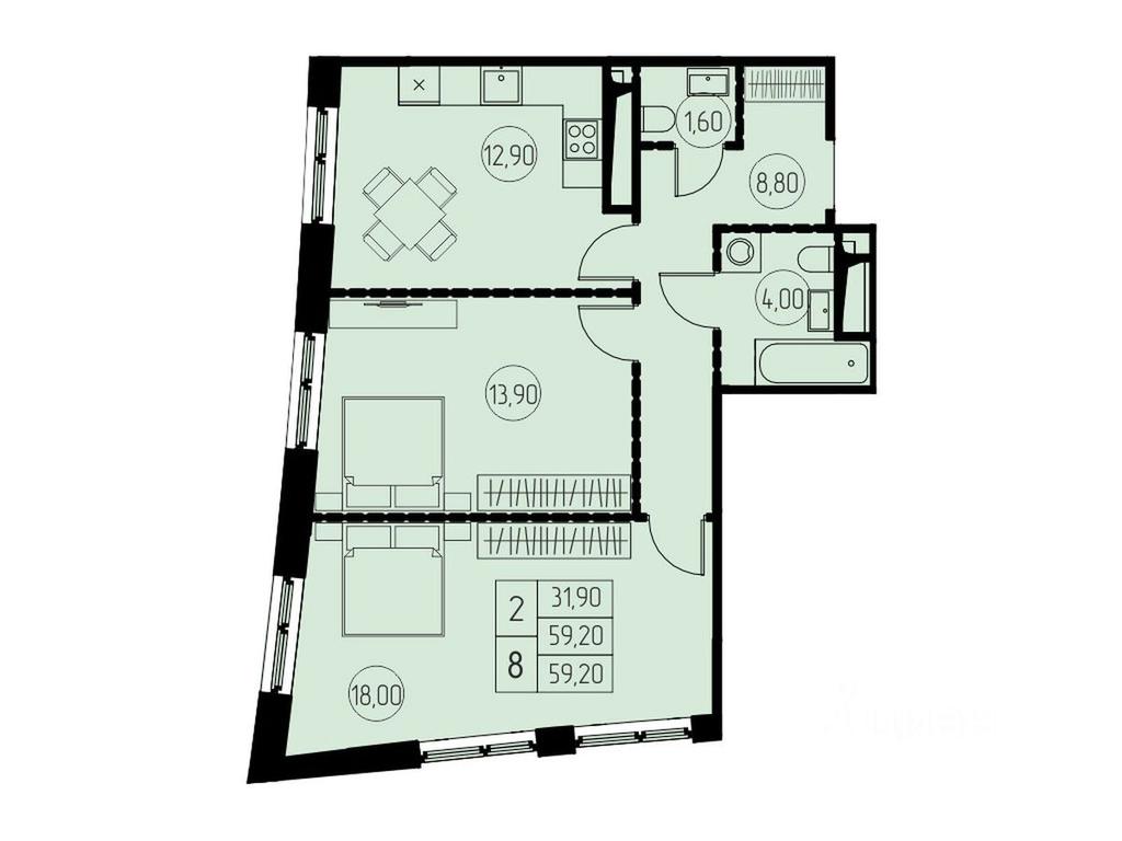 1-BD Apartment Sale, 59.2 sq. m. at 7 nebo, Pisarevskaya ulitsa, Pushkino, Moscow Region, Russia #1 1-BD Apartment Sale, 59.2 sq. m. at 7 nebo, Pisarevskaya ulitsa, Pushkino, Moscow Region, Russia #1