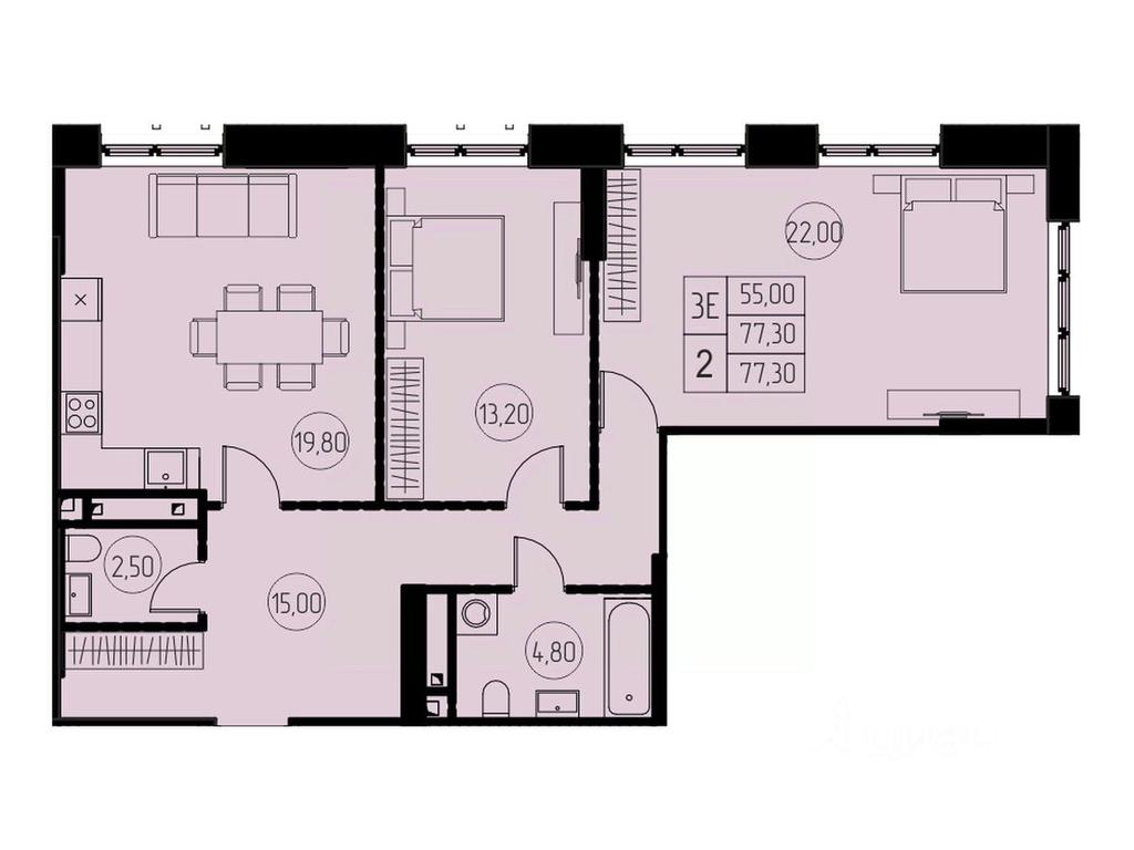 2-BD Apartment Sale, 77.3 sq. m. at 7 nebo, Pisarevskaya ulitsa, Pushkino, Moscow Region, Russia #1 2-BD Apartment Sale, 77.3 sq. m. at 7 nebo, Pisarevskaya ulitsa, Pushkino, Moscow Region, Russia #1