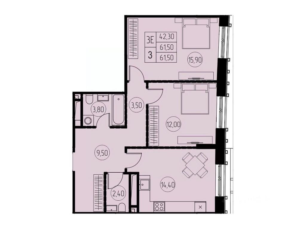 2-BD Apartment Sale, 61.5 sq. m. at 7 nebo, Pisarevskaya ulitsa, Pushkino, Moscow Region, Russia #1 2-BD Apartment Sale, 61.5 sq. m. at 7 nebo, Pisarevskaya ulitsa, Pushkino, Moscow Region, Russia #1