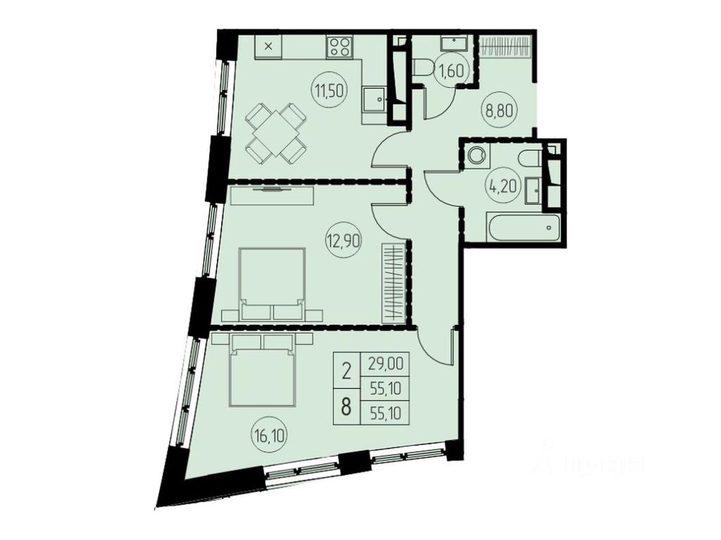 1-BD Apartment Sale, 55.1平方米 at 7 nebo, Pisarevskaya ulitsa, Pushkino, Moscow Region, Russia #1 1-BD Apartment Sale, 55.1平方米 at 7 nebo, Pisarevskaya ulitsa, Pushkino, Moscow Region, Russia #1