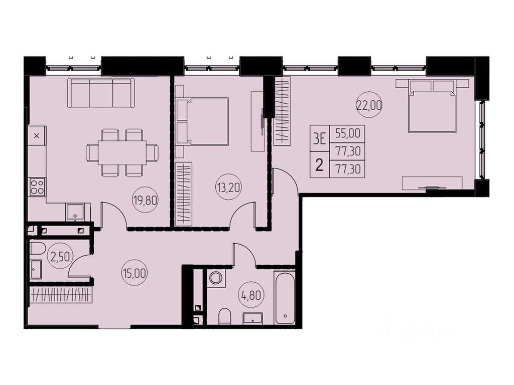2-BD Apartment Sale, 77.3 sq. m. at 7 nebo, Pisarevskaya ulitsa, Pushkino, Moscow Region, Russia #1 2-BD Apartment Sale, 77.3 sq. m. at 7 nebo, Pisarevskaya ulitsa, Pushkino, Moscow Region, Russia #1