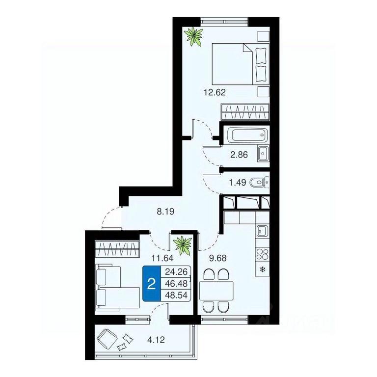 1-BD Apartment Sale, 48.54平方米 at Khimki Taym, mikrorayon Planernaya, Khimki, Moscow Region, Russia #1 1-BD Apartment Sale, 48.54平方米 at Khimki Taym, mikrorayon Planernaya, Khimki, Moscow Region, Russia #1