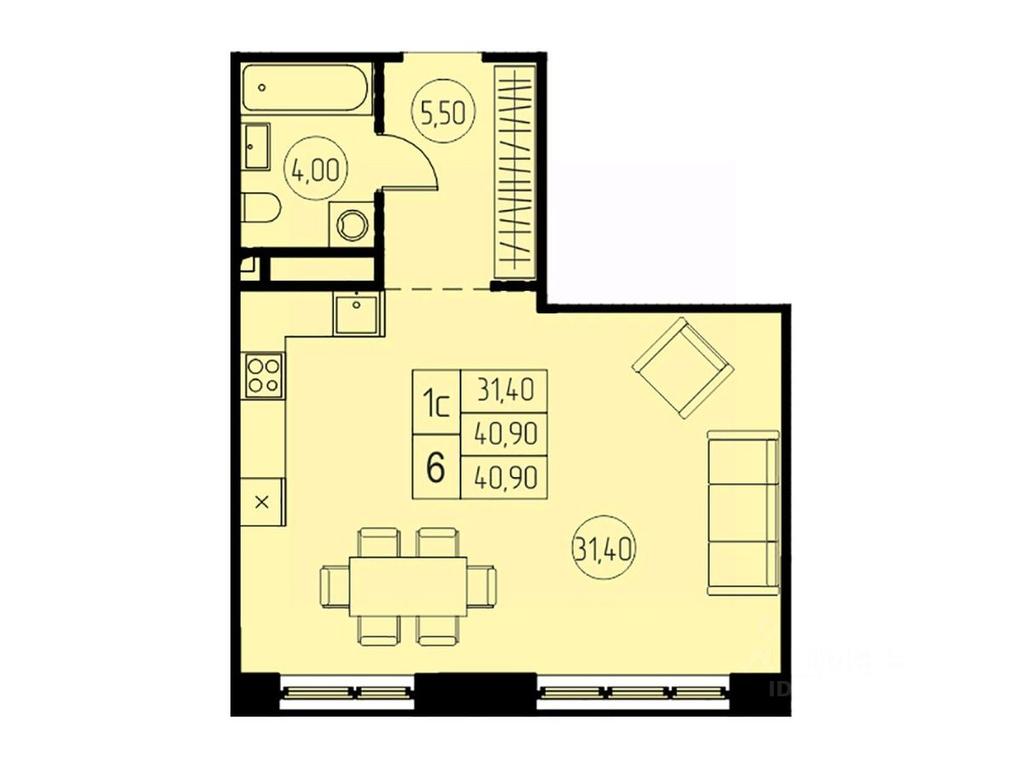 Apartment Sale, 40.9平方米 at 7 nebo, Pisarevskaya ulitsa, Pushkino, Moscow Region, Russia #1