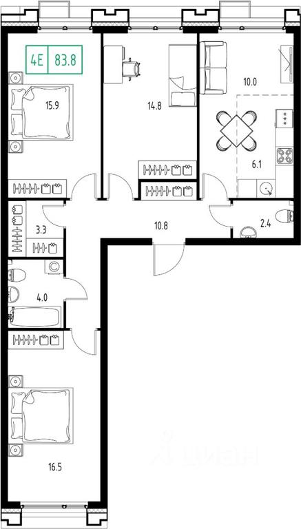 2-BD Apartment Sale, 83.8 sq. m. at Skolkovo ONE, Zarechnaya ulitsa, rabochiy posyolok Zarechye, Odintsovskiy Urban District, Moscow Region, Russia #1 2-BD Apartment Sale, 83.8 sq. m. at Skolkovo ONE, Zarechnaya ulitsa, rabochiy posyolok Zarechye, Odintsovskiy Urban District, Moscow Region, Russia #1