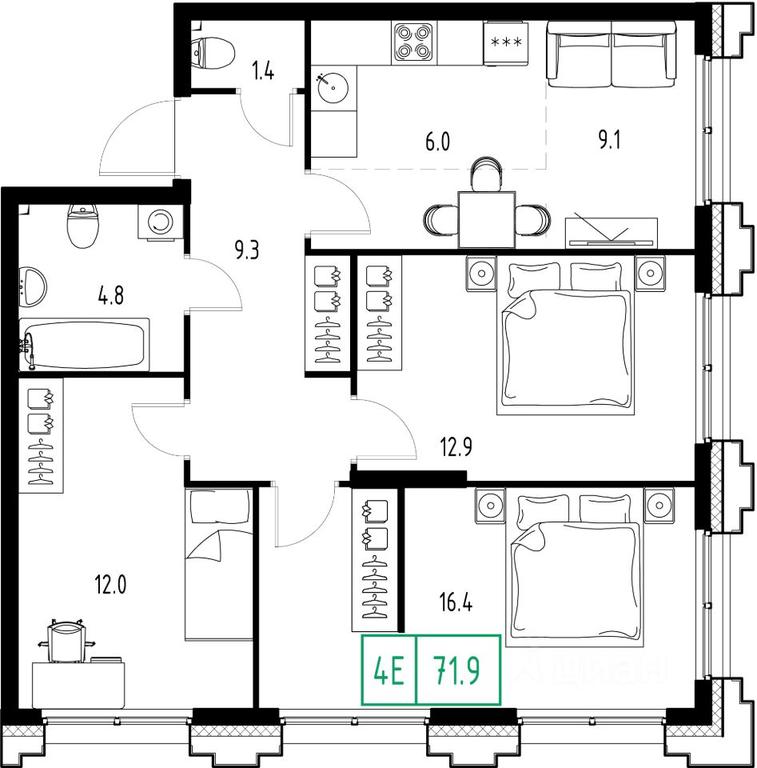 3-BD Apartment Sale, 71.9 sq. m. at Skolkovo ONE, Zarechnaya ulitsa, rabochiy posyolok Zarechye, Odintsovskiy Urban District, Moscow Region, Russia #1 3-BD Apartment Sale, 71.9 sq. m. at Skolkovo ONE, Zarechnaya ulitsa, rabochiy posyolok Zarechye, Odintsovskiy Urban District, Moscow Region, Russia #1