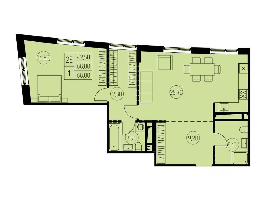 1-BD Apartment Sale, 68平方米 at 7 nebo, Pisarevskaya ulitsa, Pushkino, Moscow Region, Russia #1