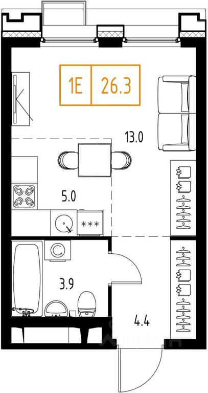 Apartment Sale, 26.3平方米 at Skolkovo ONE, Zarechnaya ulitsa, rabochiy posyolok Zarechye, Odintsovskiy Urban District, Moscow Region, Russia #1