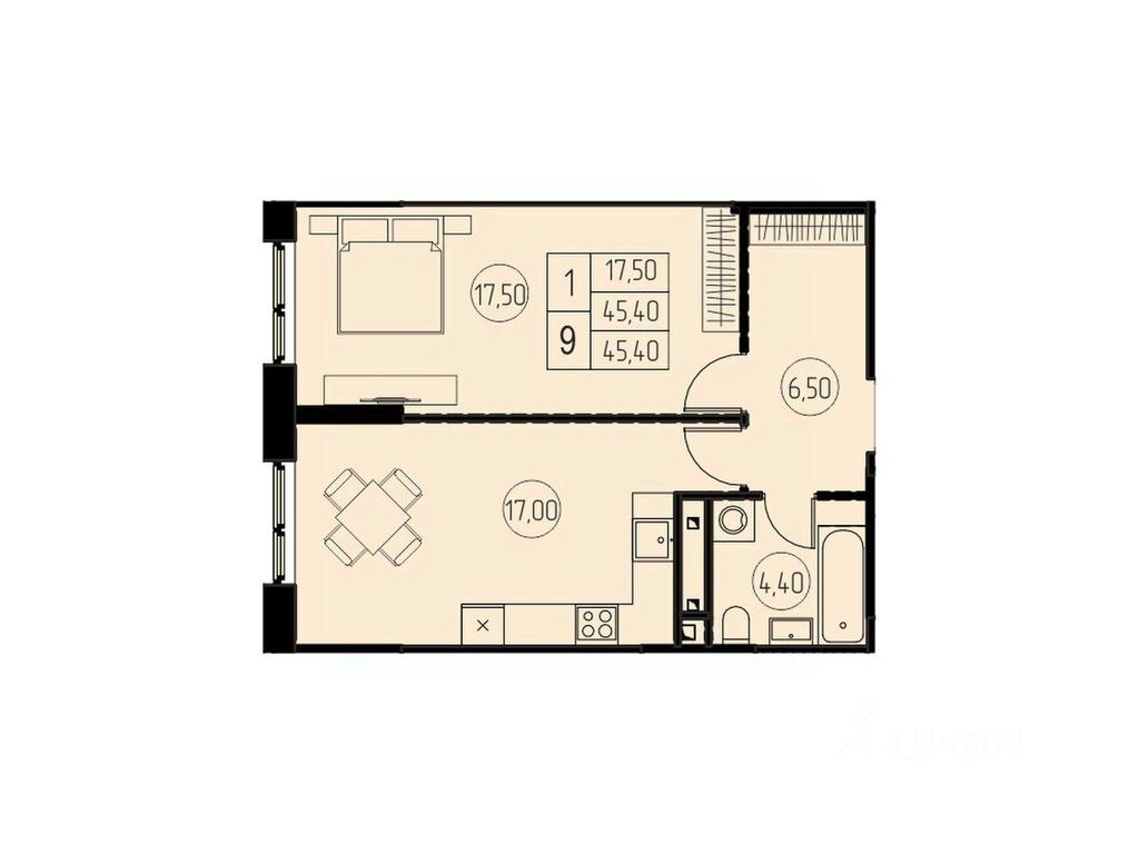 Apartment Sale, 45.4 sq. m. at 7 nebo, Pisarevskaya ulitsa, Pushkino, Moscow Region, Russia #1