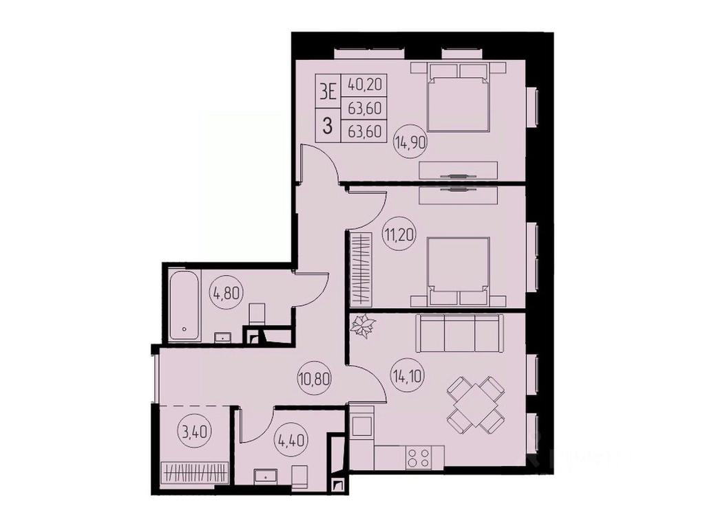 2-BD Apartment Sale, 63.6 sq. m. at 31 kvartal, Naberezhnaya ulitsa, Pushkino, Moscow Region, Russia #1 2-BD Apartment Sale, 63.6 sq. m. at 31 kvartal, Naberezhnaya ulitsa, Pushkino, Moscow Region, Russia #1