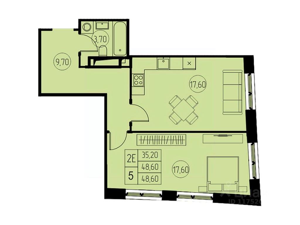 1-BD Apartment Sale, 48.6 sq. m. at 7 nebo, Pisarevskaya ulitsa, Pushkino, Moscow Region, Russia #1