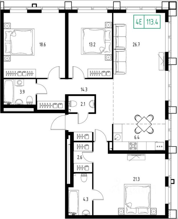 Продажа 3-комн. квартиры, 113,4 м² в ЖК «Skolkovo ONE», Заречная улица, рабочий посёлок Заречье, Одинцовский городской округ, Московская область, Россия #1