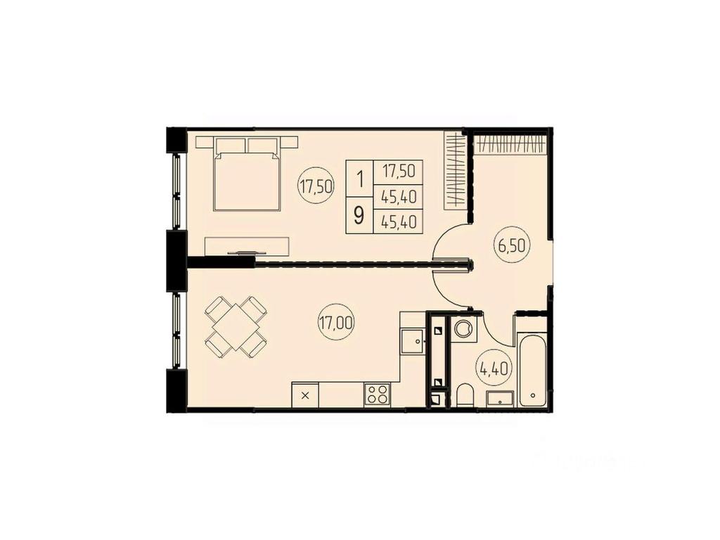 Apartment Sale, 45.4 sq. m. at 7 nebo, Pisarevskaya ulitsa, Pushkino, Moscow Region, Russia #1
