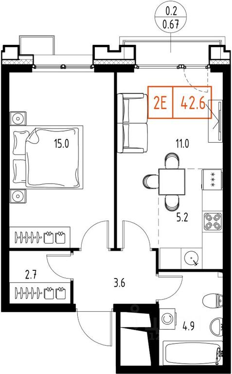 Apartment Sale, 42.6平方米 at Skolkovo ONE, Zarechnaya ulitsa, rabochiy posyolok Zarechye, Odintsovskiy Urban District, Moscow Region, Russia #1 Apartment Sale, 42.6平方米 at Skolkovo ONE, Zarechnaya ulitsa, rabochiy posyolok Zarechye, Odintsovskiy Urban District, Moscow Region, Russia #1