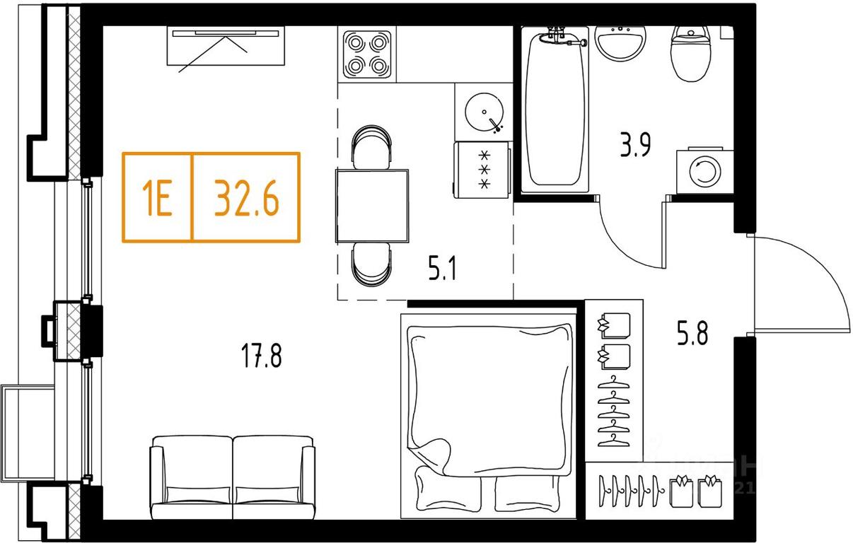Apartment Sale, 32.6 sq. m. at Skolkovo ONE, Zarechnaya ulitsa, rabochiy posyolok Zarechye, Odintsovskiy Urban District, Moscow Region, Russia #1 Apartment Sale, 32.6 sq. m. at Skolkovo ONE, Zarechnaya ulitsa, rabochiy posyolok Zarechye, Odintsovskiy Urban District, Moscow Region, Russia #1