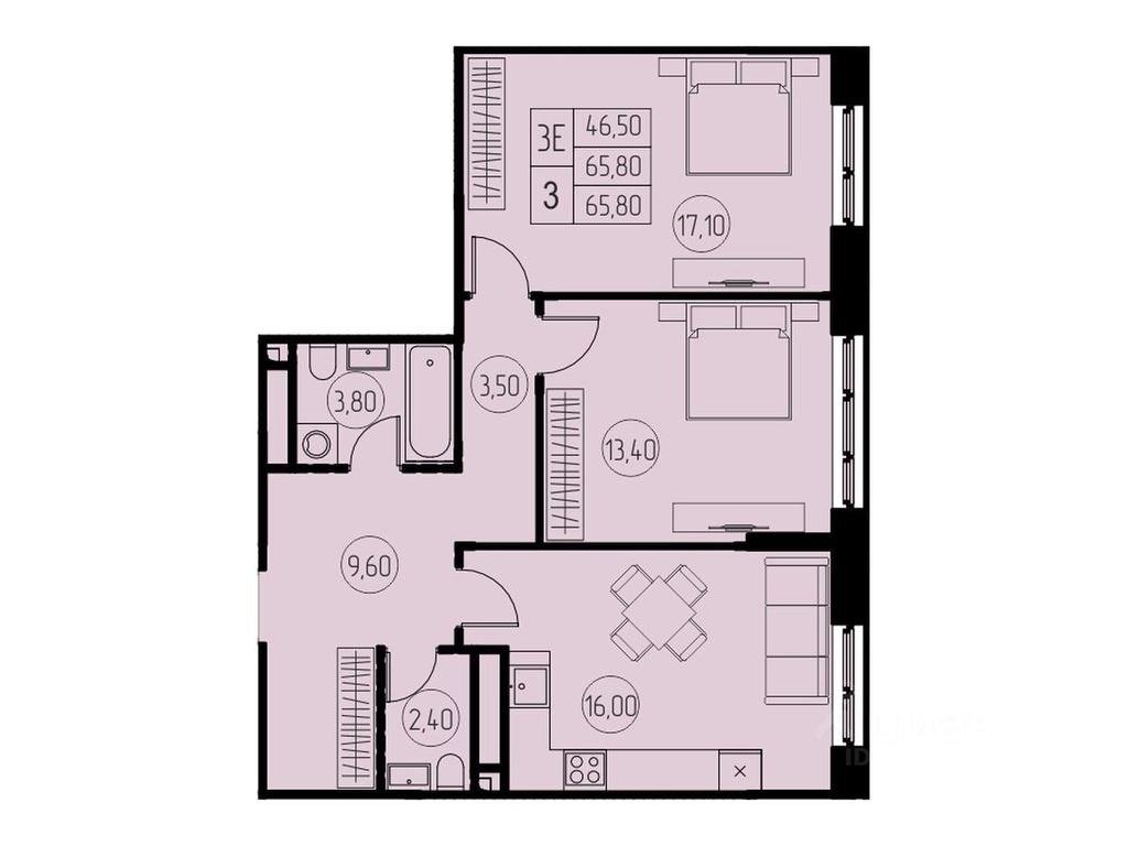 2-BD Apartment Sale, 65.8 sq. m. at 7 nebo, Pisarevskaya ulitsa, Pushkino, Moscow Region, Russia #1 2-BD Apartment Sale, 65.8 sq. m. at 7 nebo, Pisarevskaya ulitsa, Pushkino, Moscow Region, Russia #1