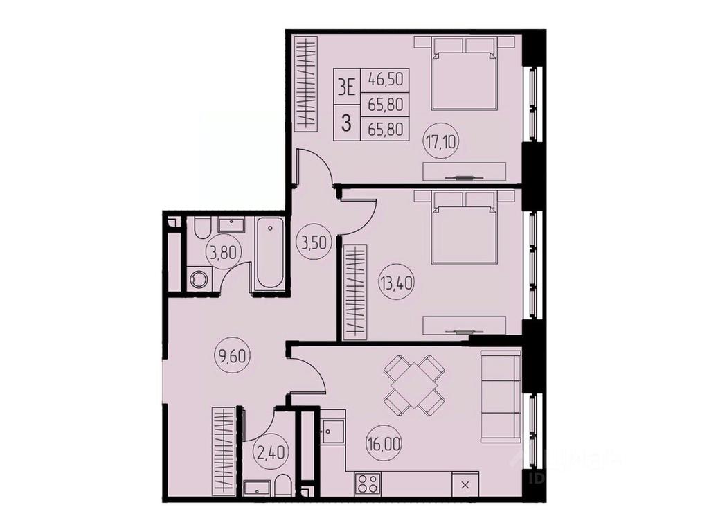 2-BD Apartment Sale, 65.8 sq. m. at 7 nebo, Pisarevskaya ulitsa, Pushkino, Moscow Region, Russia #1