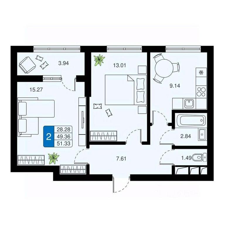 1-BD Apartment Sale, 51.33平方米 at Khimki Taym, mikrorayon Planernaya, Khimki, Moscow Region, Russia #1 1-BD Apartment Sale, 51.33平方米 at Khimki Taym, mikrorayon Planernaya, Khimki, Moscow Region, Russia #1