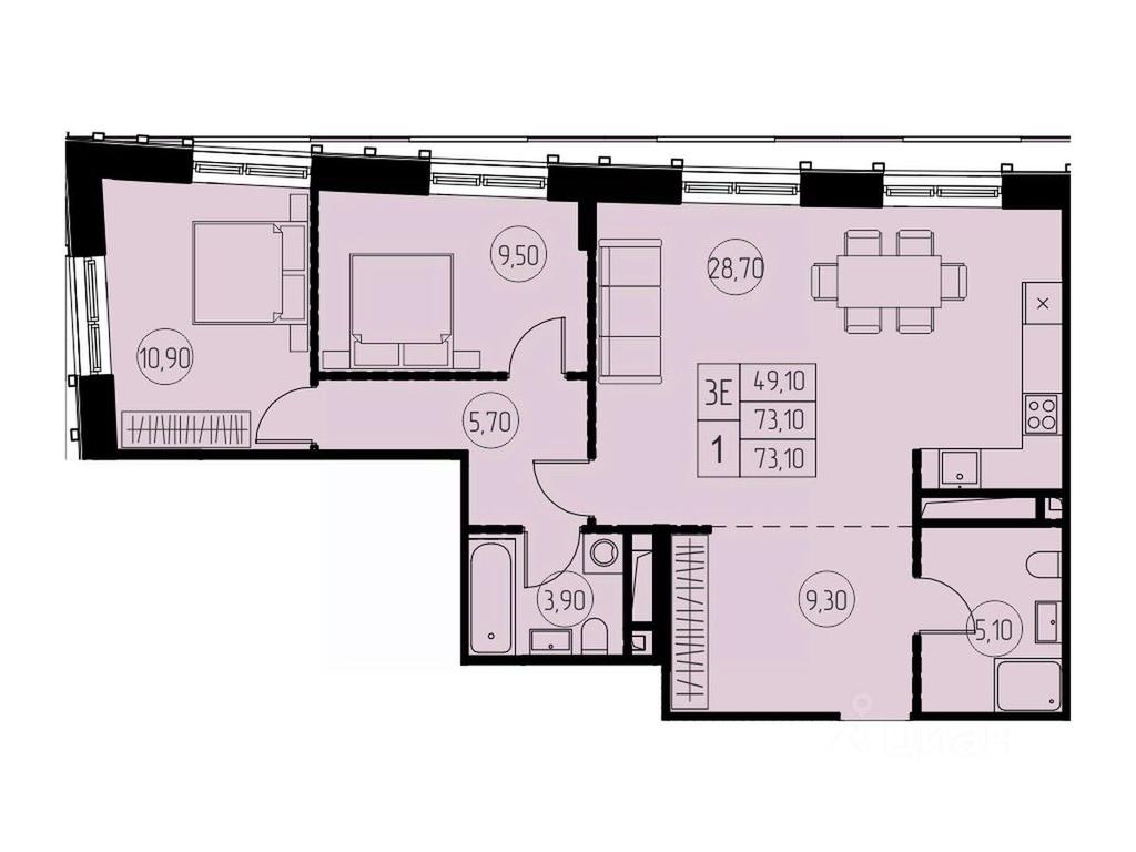 2-BD Apartment Sale, 73.1平方米 at 7 nebo, Pisarevskaya ulitsa, Pushkino, Moscow Region, Russia #1 2-BD Apartment Sale, 73.1平方米 at 7 nebo, Pisarevskaya ulitsa, Pushkino, Moscow Region, Russia #1