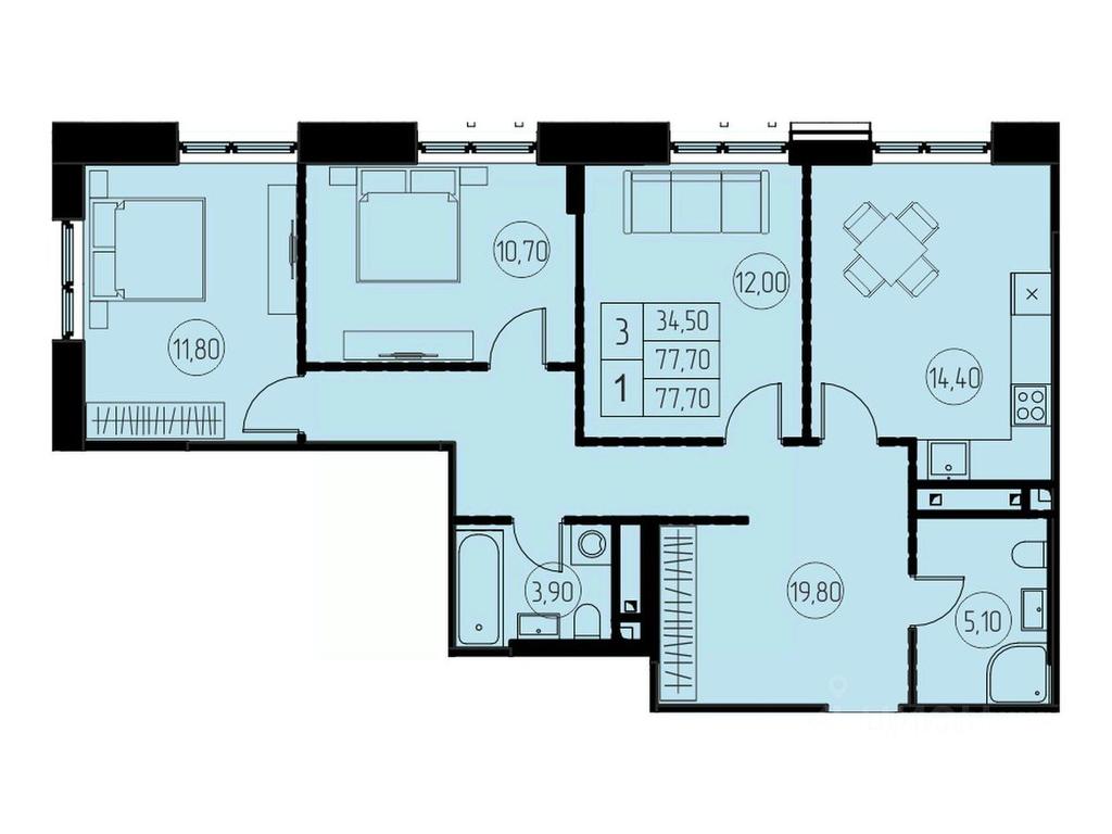 2-BD Apartment Sale, 77.7 sq. m. at 7 nebo, Pisarevskaya ulitsa, Pushkino, Moscow Region, Russia #1 2-BD Apartment Sale, 77.7 sq. m. at 7 nebo, Pisarevskaya ulitsa, Pushkino, Moscow Region, Russia #1