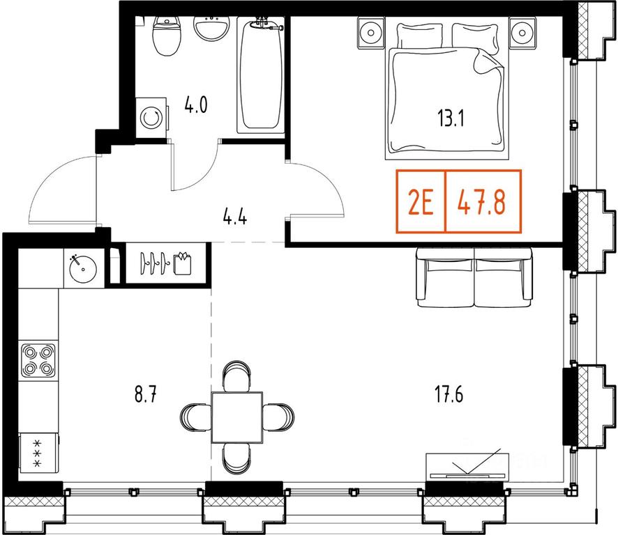 1-BD Apartment Sale, 47.8平方米 at Skolkovo ONE, Zarechnaya ulitsa, rabochiy posyolok Zarechye, Odintsovskiy Urban District, Moscow Region, Russia #1 1-BD Apartment Sale, 47.8平方米 at Skolkovo ONE, Zarechnaya ulitsa, rabochiy posyolok Zarechye, Odintsovskiy Urban District, Moscow Region, Russia #1