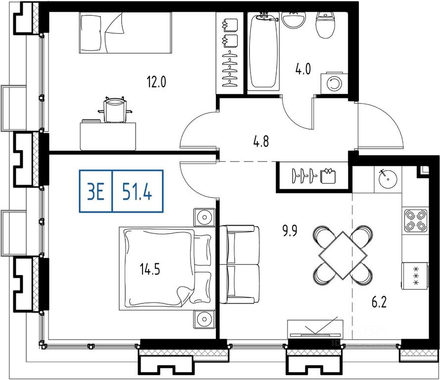 1-BD Apartment Sale, 51.4 sq. m. at Skolkovo ONE, Zarechnaya ulitsa, rabochiy posyolok Zarechye, Odintsovskiy Urban District, Moscow Region, Russia #1 1-BD Apartment Sale, 51.4 sq. m. at Skolkovo ONE, Zarechnaya ulitsa, rabochiy posyolok Zarechye, Odintsovskiy Urban District, Moscow Region, Russia #1