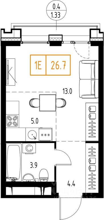 Apartment Sale, 26.7平方米 at Skolkovo ONE, Zarechnaya ulitsa, rabochiy posyolok Zarechye, Odintsovskiy Urban District, Moscow Region, Russia #1 Apartment Sale, 26.7平方米 at Skolkovo ONE, Zarechnaya ulitsa, rabochiy posyolok Zarechye, Odintsovskiy Urban District, Moscow Region, Russia #1
