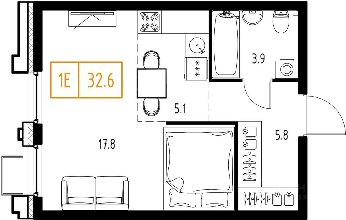 Apartment Sale, 32.6平方米 at Skolkovo ONE, Zarechnaya ulitsa, rabochiy posyolok Zarechye, Odintsovskiy Urban District, Moscow Region, Russia #1 Apartment Sale, 32.6平方米 at Skolkovo ONE, Zarechnaya ulitsa, rabochiy posyolok Zarechye, Odintsovskiy Urban District, Moscow Region, Russia #1