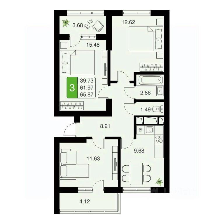 2-BD Apartment Sale, 65.87平方米 at Khimki Taym, mikrorayon Planernaya, Khimki, Moscow Region, Russia #1 2-BD Apartment Sale, 65.87平方米 at Khimki Taym, mikrorayon Planernaya, Khimki, Moscow Region, Russia #1