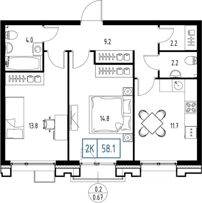 1-BD Apartment Sale, 58.1 sq. m. at Skolkovo ONE, Zarechnaya ulitsa, rabochiy posyolok Zarechye, Odintsovskiy Urban District, Moscow Region, Russia #1 1-BD Apartment Sale, 58.1 sq. m. at Skolkovo ONE, Zarechnaya ulitsa, rabochiy posyolok Zarechye, Odintsovskiy Urban District, Moscow Region, Russia #1