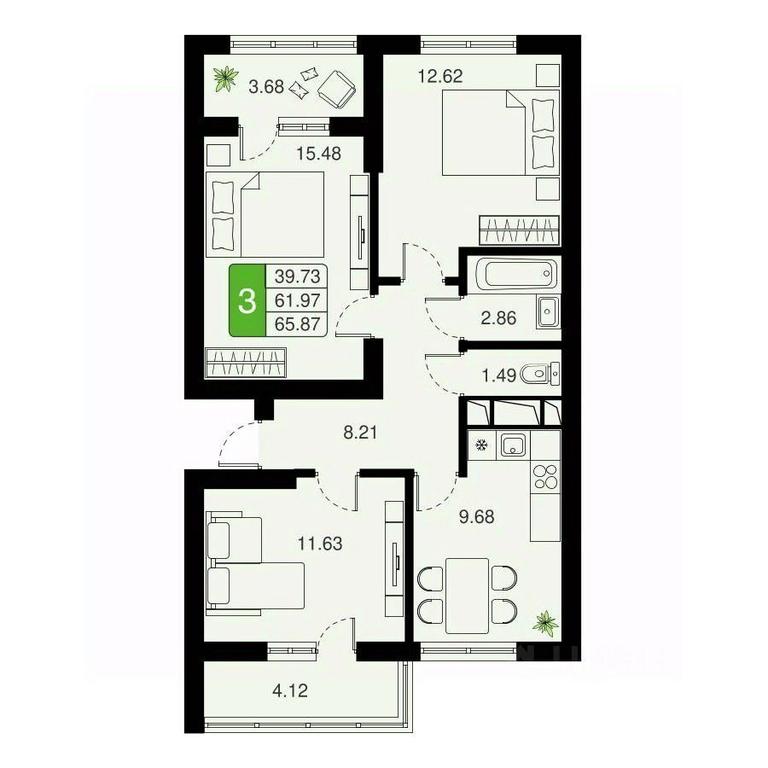 2-BD Apartment Sale, 65.87 sq. m. at Khimki Taym, mikrorayon Planernaya, Khimki, Moscow Region, Russia #1 2-BD Apartment Sale, 65.87 sq. m. at Khimki Taym, mikrorayon Planernaya, Khimki, Moscow Region, Russia #1