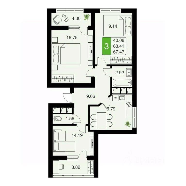 2-BD Apartment Sale, 67.47平方米 at Khimki Taym, mikrorayon Planernaya, Khimki, Moscow Region, Russia #1 2-BD Apartment Sale, 67.47平方米 at Khimki Taym, mikrorayon Planernaya, Khimki, Moscow Region, Russia #1