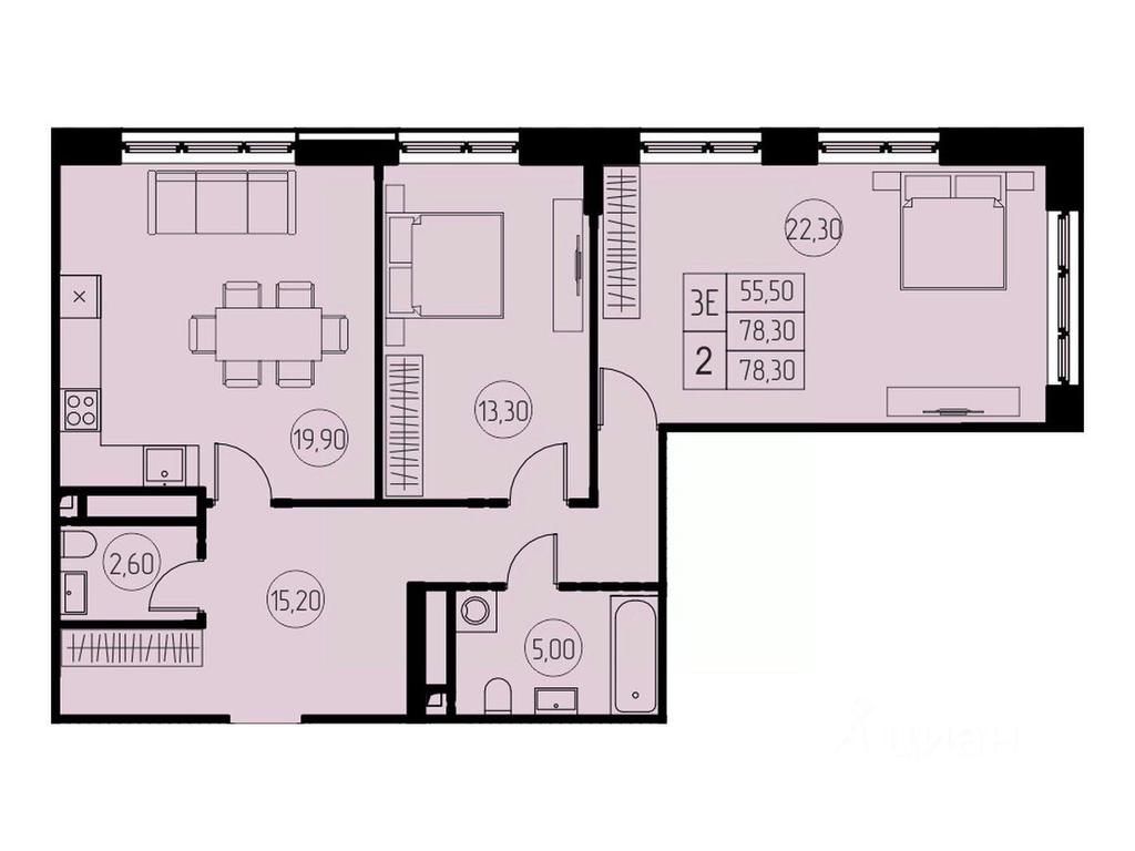 2-BD Apartment Sale, 78.3 sq. m. at 7 nebo, Pisarevskaya ulitsa, Pushkino, Moscow Region, Russia #1 2-BD Apartment Sale, 78.3 sq. m. at 7 nebo, Pisarevskaya ulitsa, Pushkino, Moscow Region, Russia #1