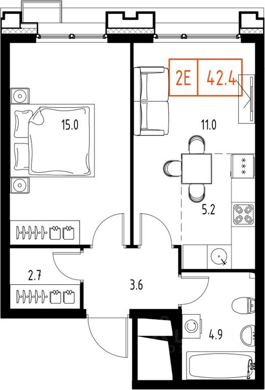 Apartment Sale, 42.4平方米 at Skolkovo ONE, Zarechnaya ulitsa, rabochiy posyolok Zarechye, Odintsovskiy Urban District, Moscow Region, Russia #1 Apartment Sale, 42.4平方米 at Skolkovo ONE, Zarechnaya ulitsa, rabochiy posyolok Zarechye, Odintsovskiy Urban District, Moscow Region, Russia #1
