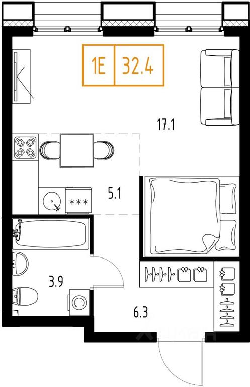 Apartment Sale, 32.4平方米 at Skolkovo ONE, Zarechnaya ulitsa, rabochiy posyolok Zarechye, Odintsovskiy Urban District, Moscow Region, Russia #1 Apartment Sale, 32.4平方米 at Skolkovo ONE, Zarechnaya ulitsa, rabochiy posyolok Zarechye, Odintsovskiy Urban District, Moscow Region, Russia #1