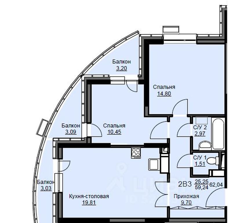 1-BD Apartment Sale, 62.6平方米 at Sobolevka, ulitsa Novaya Fabrika, Schyolkovo, Moscow Region, Russia #1