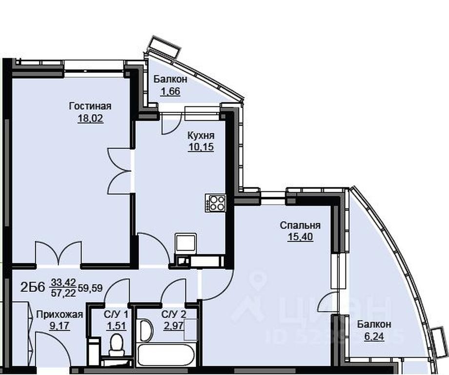 1-BD Apartment Sale, 60.1平方米 at Sobolevka, ulitsa Novaya Fabrika, Schyolkovo, Moscow Region, Russia #1