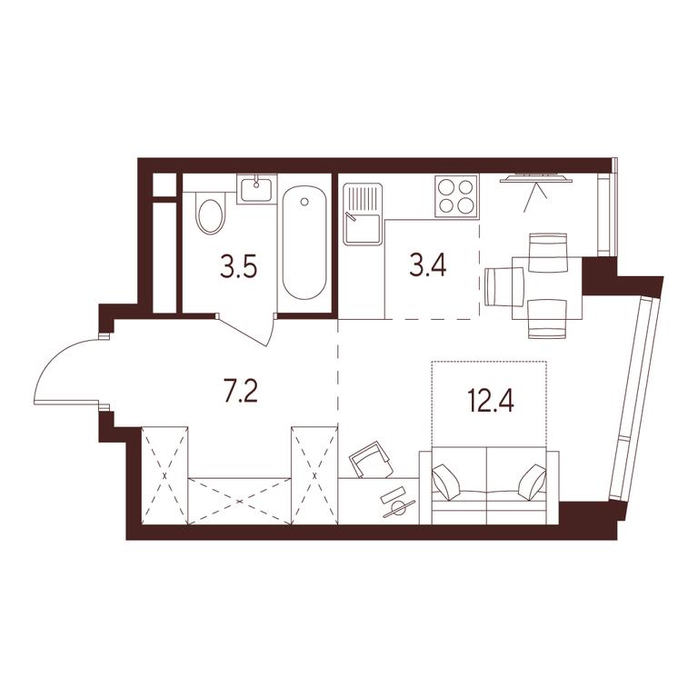 Apartment Sale, 26.5 sq. m. at INDY TOWERS (Indi Tauerz), Kuusinen Street, Moscow, Russia #1
