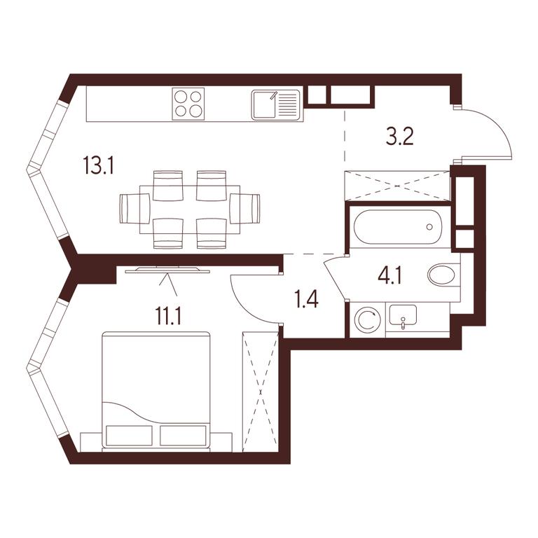 1-BD Apartment Sale, 32.9 sq. m. at INDY TOWERS (Indi Tauerz), Kuusinen Street, Moscow, Russia #1