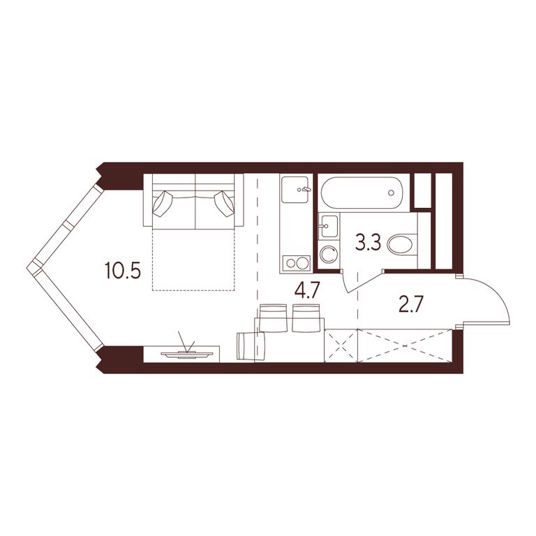 Apartment Sale, 21.2 sq. m. at INDY TOWERS (Indi Tauerz), Kuusinen Street, Moscow, Russia #1