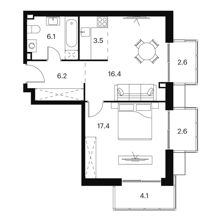 1-BD Apartment Sale, 58.9 sq. m. at Akvilon Signal (Akvilon Signal), Signalny Drive, 12, Moscow, Russia #1
