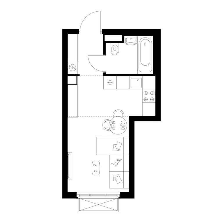 Apartment Sale, 22.6平方米 at Irtyshskiy Kvartal, 2nd Irtyshsky Drive, Moscow, Russia #1