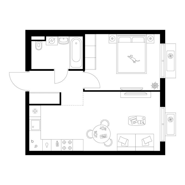 1-BD Apartment Sale, 39.8 sq. m. at Ilinskie Luga, Zapovednaya Street, 1, posyolok Ilyinskoye-Usovo, Krasnogorsk City District, Moscow Region, Russia #1